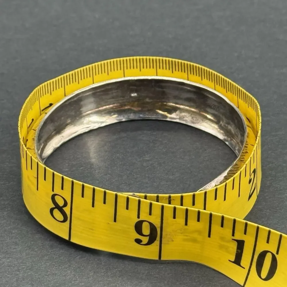 Heavy 24g Sterling Silver Hammered Cuff Bracelet Wide Concave Dome Bangle 925